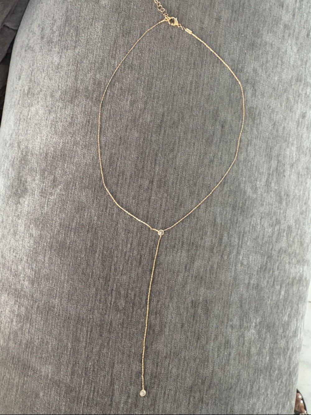 Minimalist Gold Y-Drop Necklace with Crystal Accent